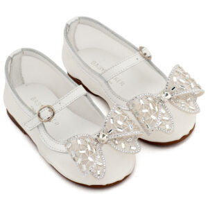 Γοβάκι απο Ύφασμα Φιλντιρέ και Φιόγκο Στρας BW5903 Λευκό