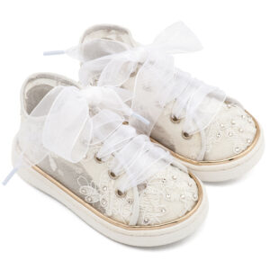 Sneaker απο Ύφασμα Φιλντιρέ Λουλούδια LU6129 Λευκό