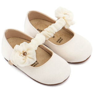 Γοβάκι Μονή Μπαρέτα με Υφασμάτινο Διακοσμητικό BW4888 Εκρού