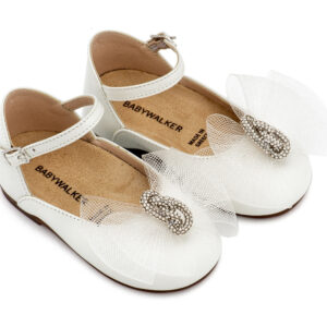 Γαλλικό Γοβάκι με Φιόγκο και Στρας BW4890 Εκρού