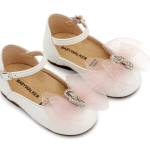 Γαλλικό Γοβάκι με Φιόγκο και Στρας BW4890 Εκρού-Ροζ