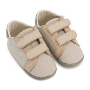 Δερμάτινο Σνίκερ με Χρατς MI1138 Λευκό-Μπεζ-Μέντα