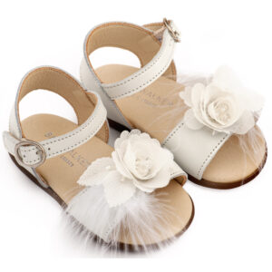 Πέδιλο Διακοσμημένο με Χειροποίητο Λουλούδι PRI2662 Εκρού