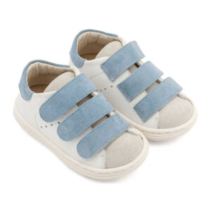 Σνίκερ με Τριπλή Μπαρέτα Χρατς BS3096 Λευκό-Ανοιχτό Γαλάζιο