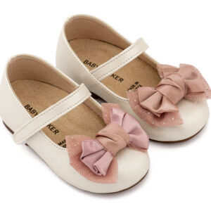 Γοβάκι Μονή Μπαρέτα Διακοσμημένη με Φιόγκο BS3599 Εκρού-Ροζ