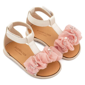 Πέδιλο με Διακοσμητικό Οργάντζας BS3601 Εκρού-Ροζ