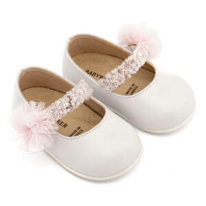 Γοβάκι Μονή Μπαρέτα Διακοσμημένο με Τρέσσα PRI2657 Λευκό-Ροζ