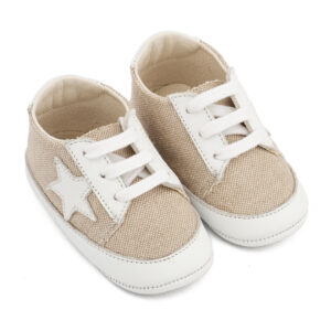 Υφασμάτινο Δετό Sneaker MI1135 Μπεζ-Λευκό