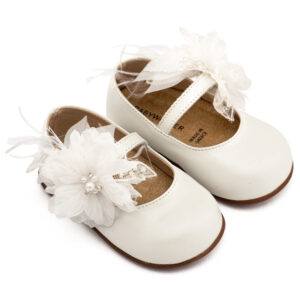 Γοβάκι Μονή Μπαρέτα Χειροποίητο Λουλούδι PRI2658 Εκρού