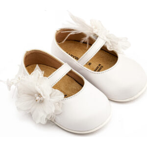 Γοβάκι Μονή Μπαρέτα Χειροποίητο Λουλούδι PRI2658 Λευκό