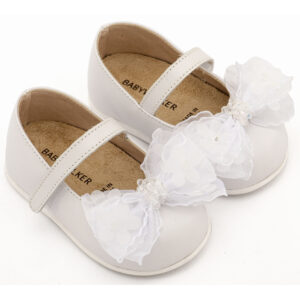 Γοβάκι Μονή Μπαρέτα Φιογκάκι Οργάντζας PRI2659 Λευκό