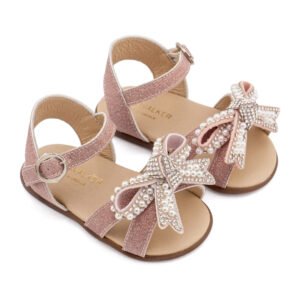 Πέδιλο Διακοσμημένο με Φιόγκο από Πέρλες PRI2655 Ροζ