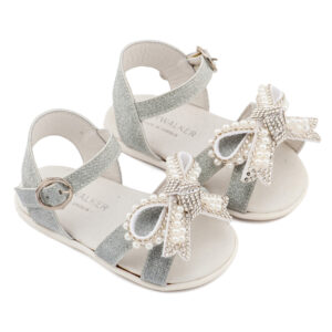 Πέδιλο Διακοσμημένο με Φιόγκο από Πέρλες PRI2655 Ασημί