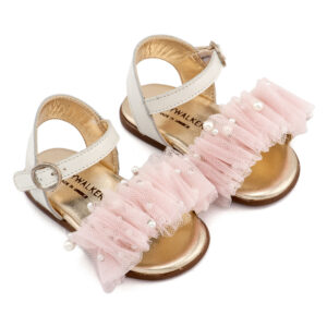 Πέδιλο με Χειροποίητο Διακοσμητικό από Τούλι PRI2656 Εκρού-Ροζ