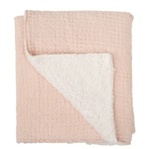 Κουβέρτα Αγκαλιάς διπλής όψης Πικέ/Fleece Ροζ 80x110εκ.