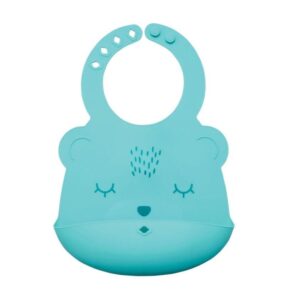 Tiny Twinkle Σαλιάρα Σιλικόνης με Τσέπη 4+ Μηνών - Mint Bear