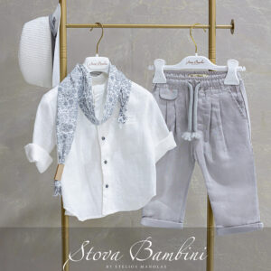 Stova Bambini Λινό Βαπτιστικό Σύνολο SS26 B34