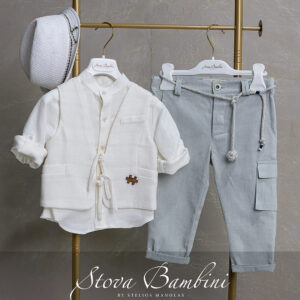 Stova Bambini Λινό/Βαμβακερό Βαπτιστικό Σύνολο SS26 B17