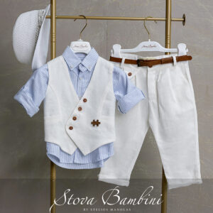 Stova Bambini Λινό/Βαμβακερό Βαπτιστικό Σύνολο SS26 B15