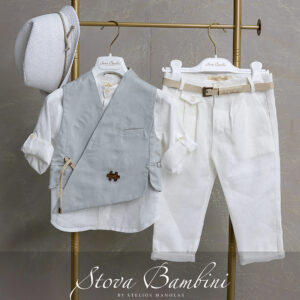 Stova Bambini Λινό Βαπτιστικό Σύνολο SS26 B27