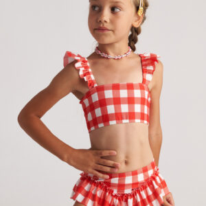 Two in a Castle - Μαγιό Μπικίνι Καρό Λευκό-Κόκκινο Pic-Nic (T7422)